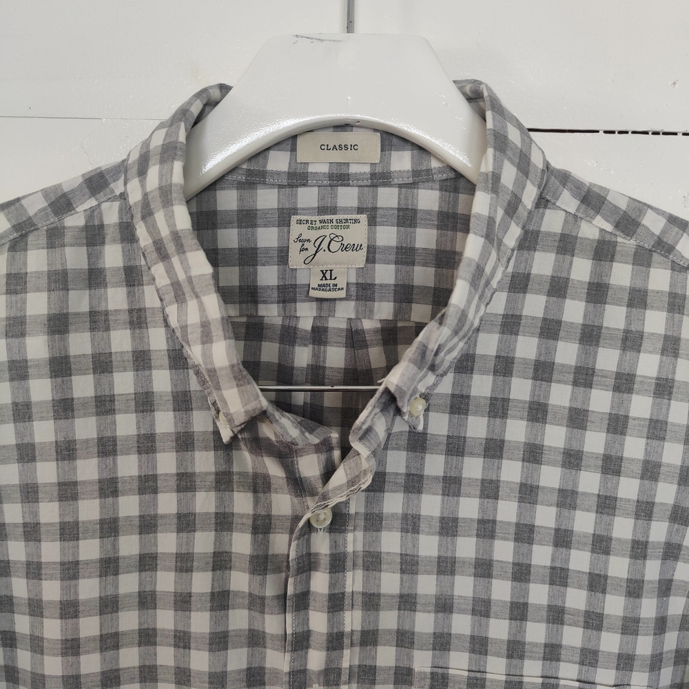 J. Crew Men's Gray Checkered Shirt